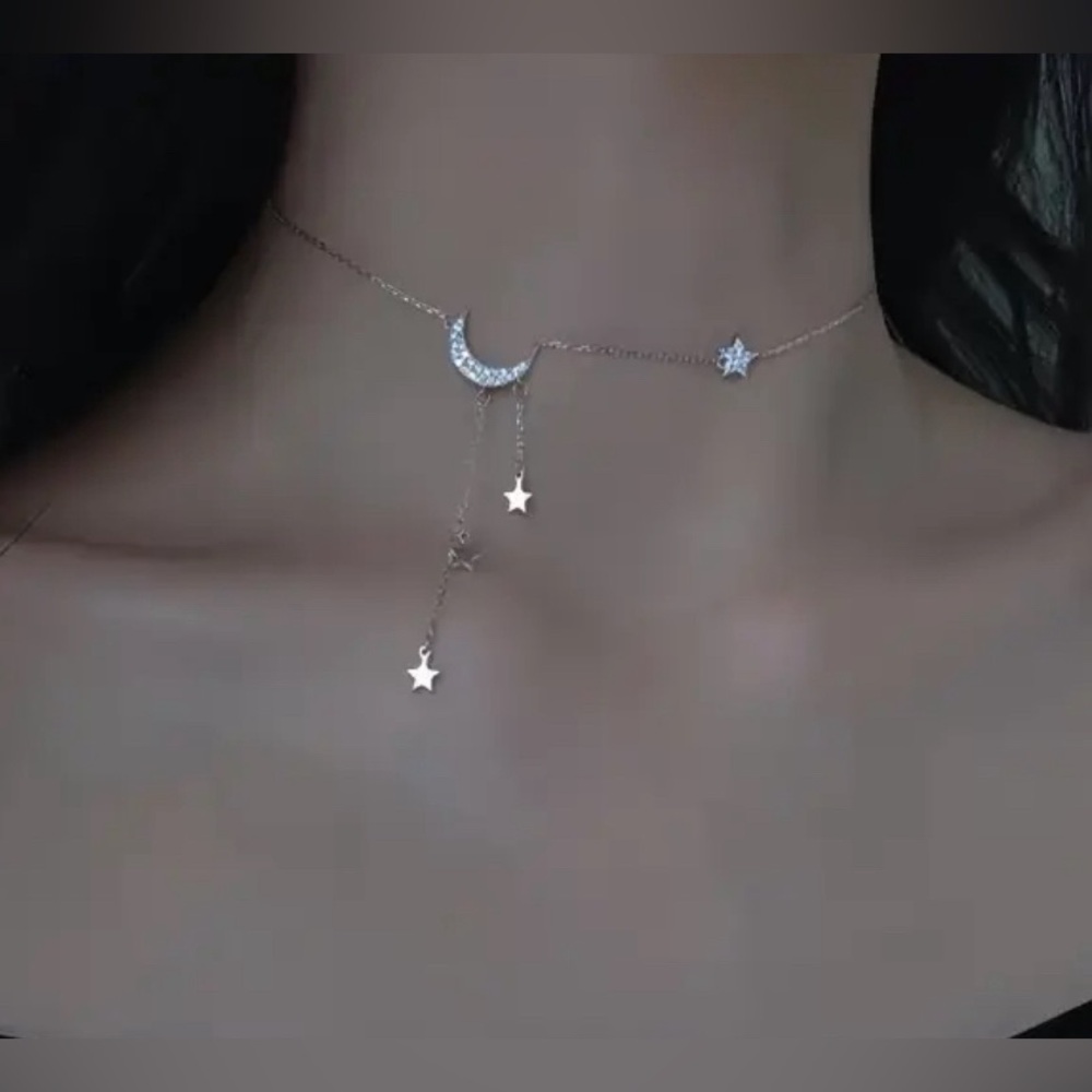 "Lunar Dreams: Starfall Charm Necklace" - Picture 2 of 4